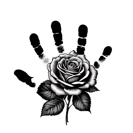 Handprint With Rose