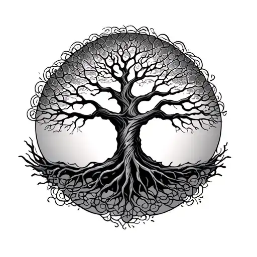 Fibonacci Tree Of Life With Roots