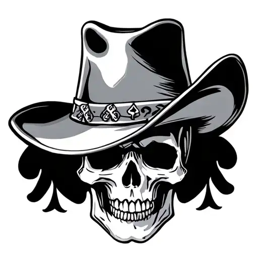 2 Aces 2 Eights Cards Skull And Cowboy Hat