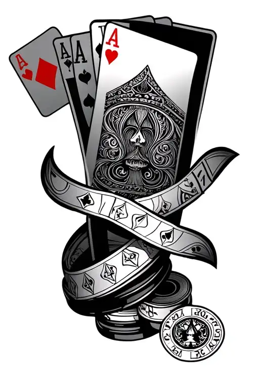 Gambling Theam Leg Sleeve With Baccarat Hand