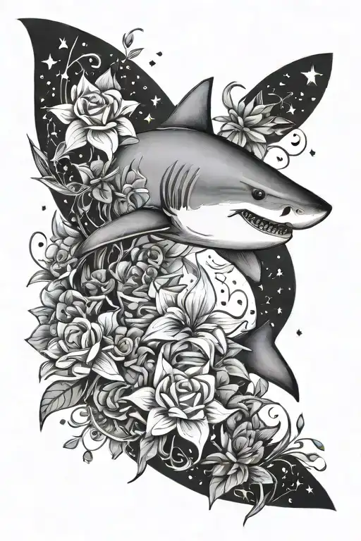 Shark And Stars And Flowers Intertwined