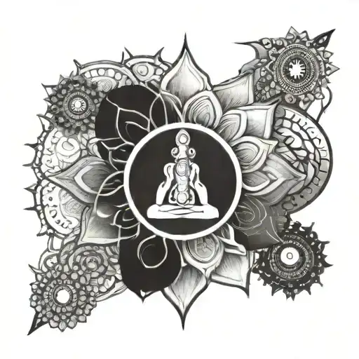 7 Chakras Black Ink