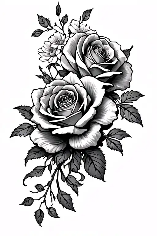 Fine Line Spinal Tattoo Featuring Roses And Crisanthamums