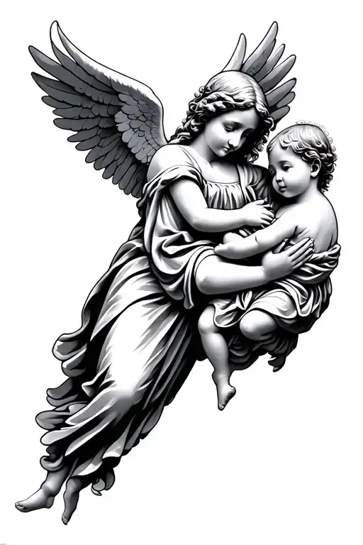 Guardian Angel Holding A Baby