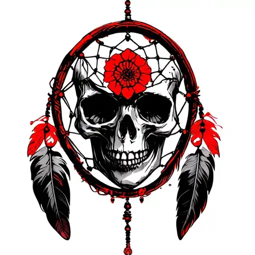 Dream Catcher Scull Red And Black