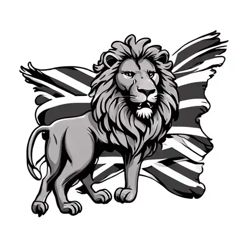 Lion And Union Jack Flag Intertwined