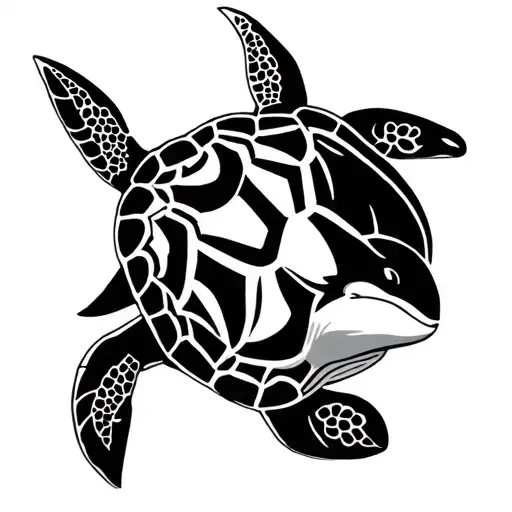 Ray Turtle Dolphin Orca Tribal