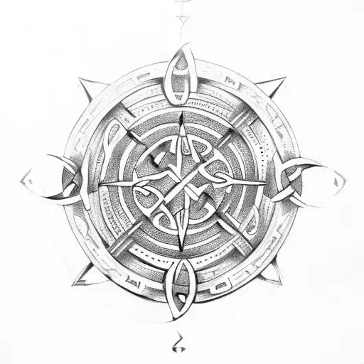 Celtic Runes Within Compass