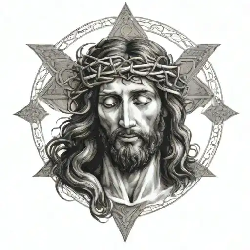 Jesus Christ Eyes Closed Looking Down Portrait