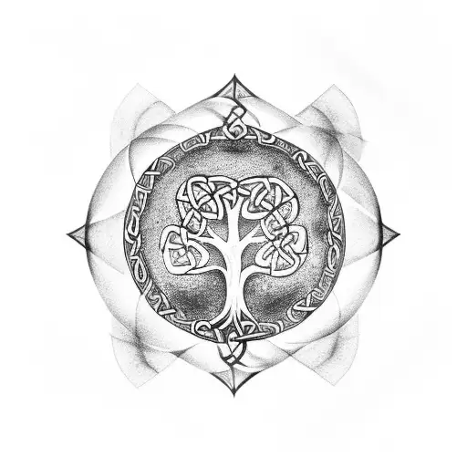 Tree Of Life With Celtic Runes