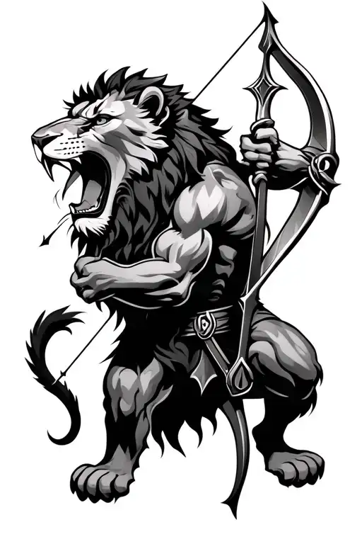 Archer And Lion Roaring