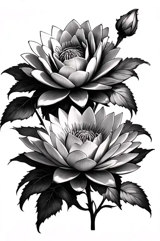 Rose Aster Water Lily Iris Flowers Intertwined