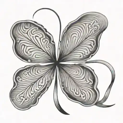 An Elegant And Minimalist Four Leaf Clover In Black And Grey Tones
