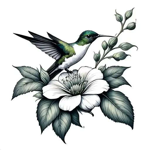 Small Flower With A Hummingbird Getting Nectar