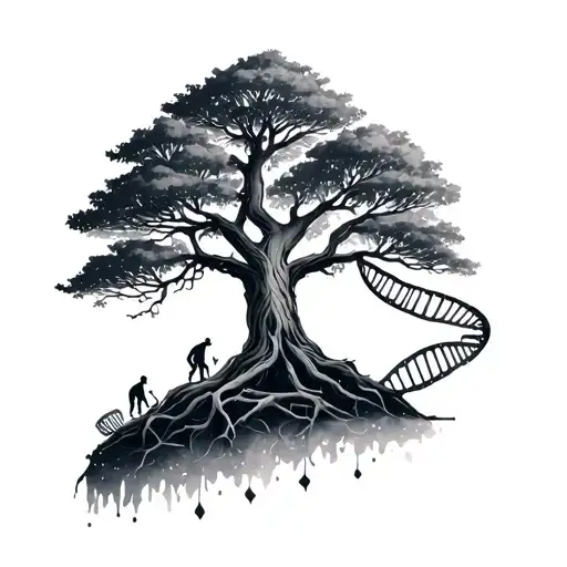 Evolutionary Tree Emerging From A Strand Of Dna