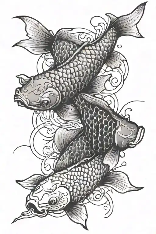 Two Koi Fish Swimming Gracefully