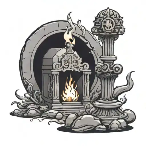 Holy Fire Burning On A Stone Altar
