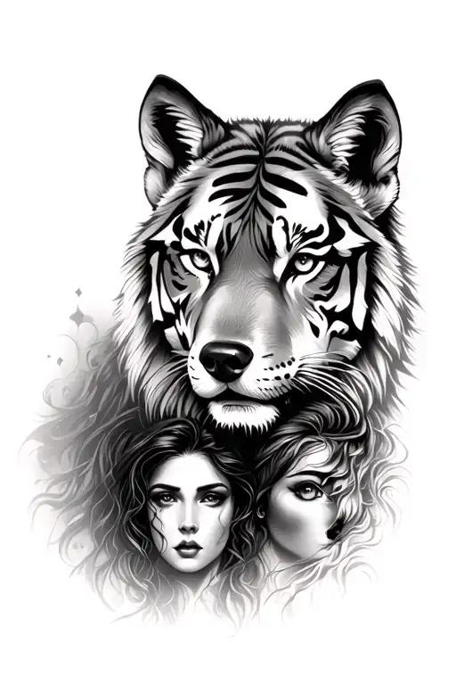 Wolf And Tiger And Ladys Eyes