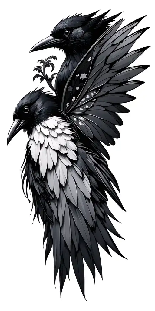 1 Black Crow Earthy Feminine Fairy Wings In Tree
