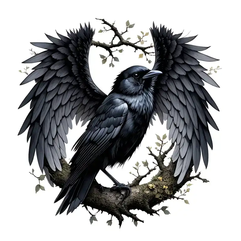 1 Black Crow Earthy Feminine Fairy Wings In Tree