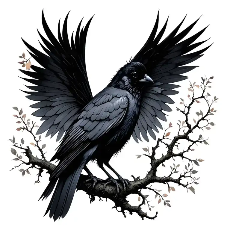 1 Black Crow Earthy Feminine Fairy Wings In Tree