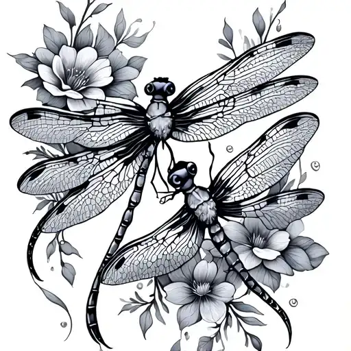 Mother And Daughter Tattoo Fine Line Dragonfly