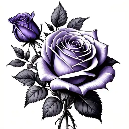 Bouquet With A Violet Flower An Open Rose And A Smaller Close Rose