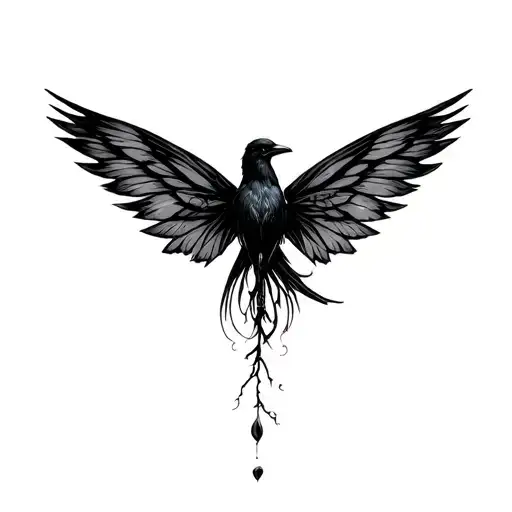 1 Black Crow Earthy Feminine Fairy Wings In Tree