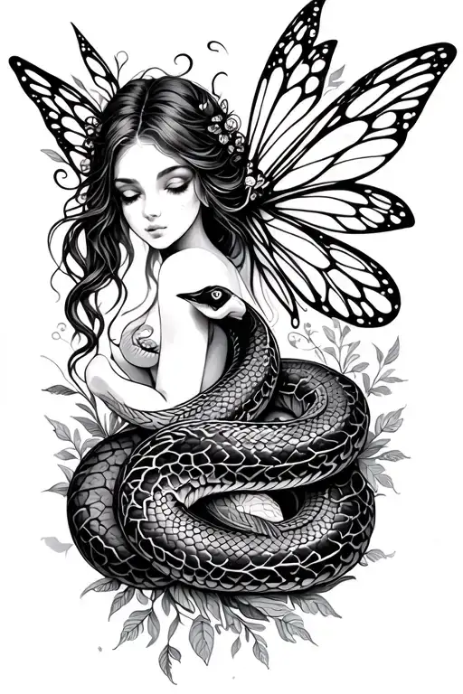 Fairy And Snake Intertwined Earthy Feminine Fairy