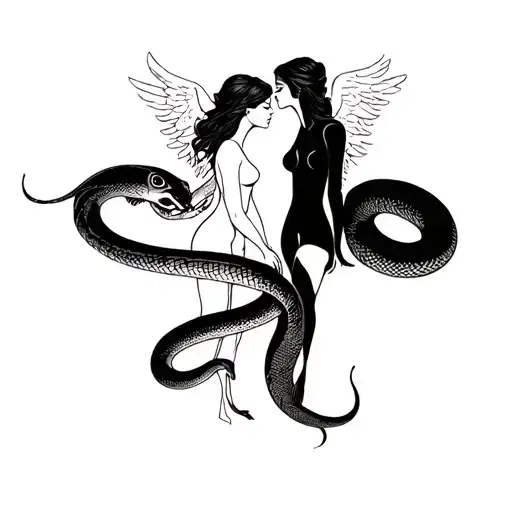 Sexy Angel Friends With Snake Earthy Feminine Inner Demons