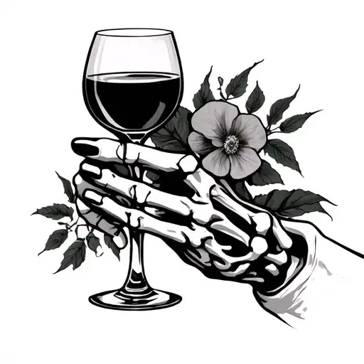 Skeleton Hand Holding Wine Glass