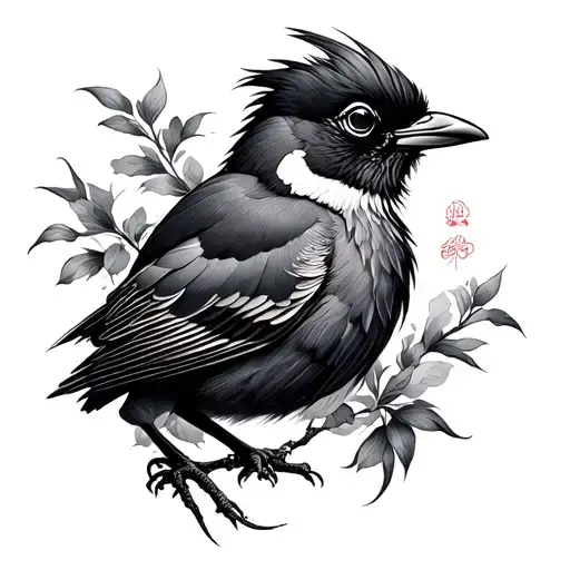 Traditional Japanese Bird Tattoo Design