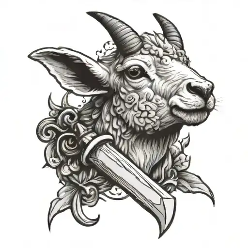 Dagger Through Gothic Lamb Head