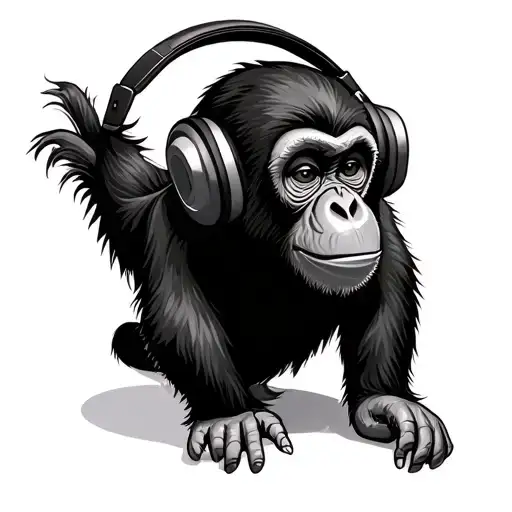 Happy Monkey With Headphones