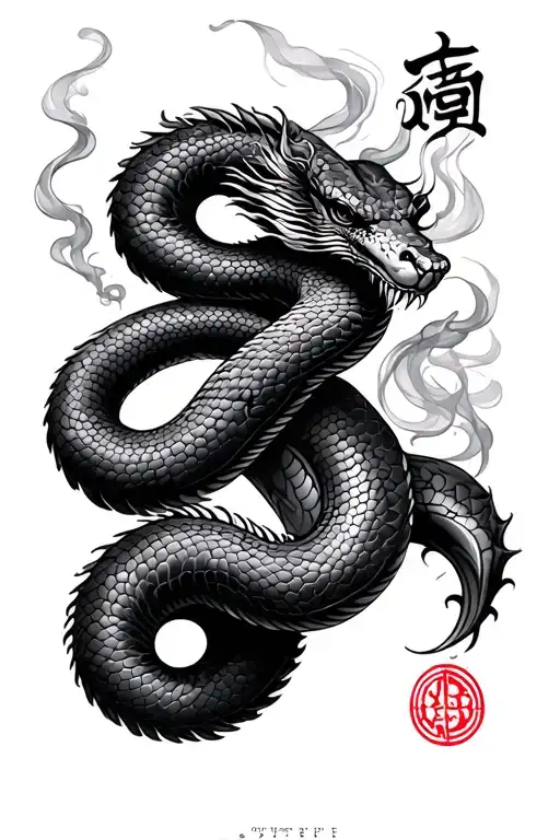 Smoke Style Snake And Chinese Symbol