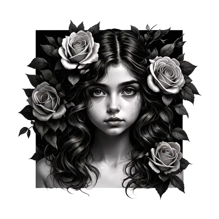 Amelia With Roses Growing