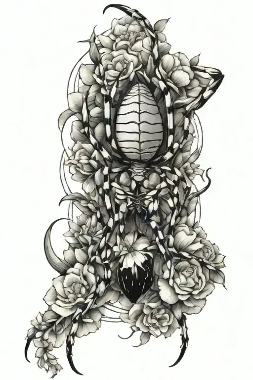 Spider Upside On Flowers