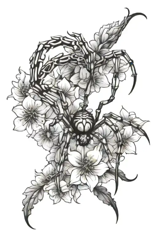 Spider Upsidedown On Flowers Stalking Its Prey Detailed