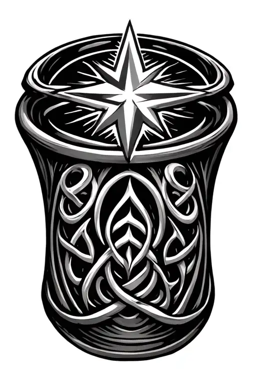 North Star With Gaelic Pattern Kallati Ring Emitting From It