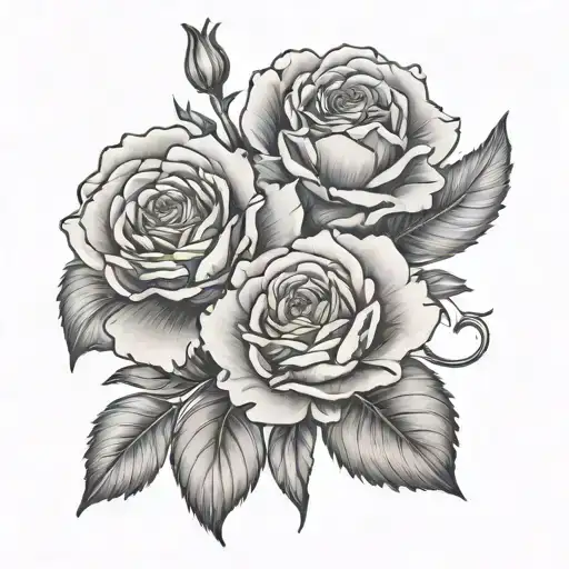 Rose And Carnation Floral Hip Tattoo Design