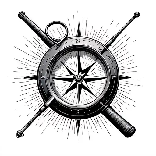 Compass With Fishing Rod
