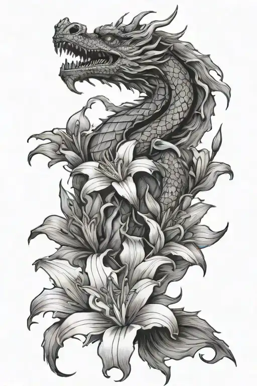Dragon And Lily Flower