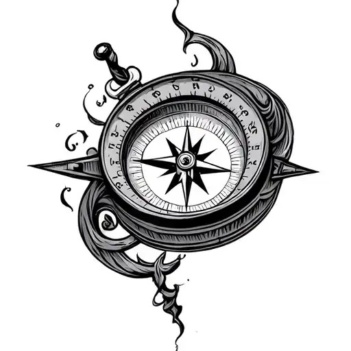 Compass With Fishing Scene