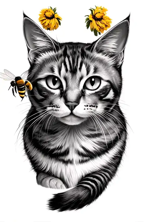 Cat Ith A Bee On His Nose Side Veiw Small