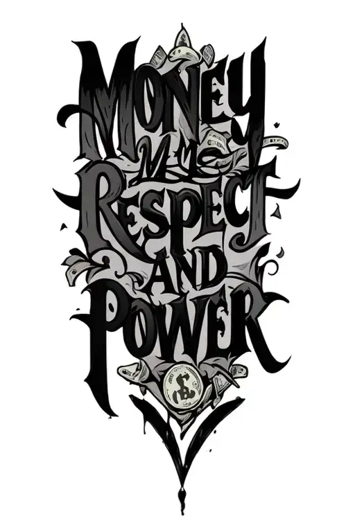 Write Me 'Money Respect And Power' In Calligraphic Letters With Different Shades And Strange Designs