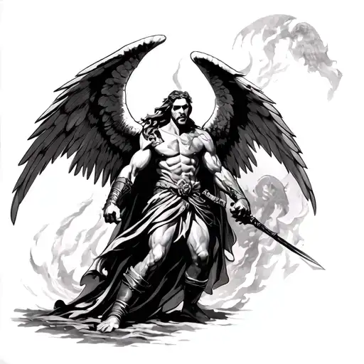 Archangel Michael As Spartan Killing Satan