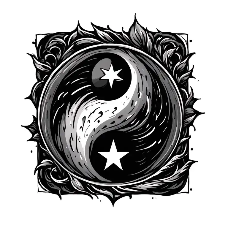 Generate Me A Saying Of A 2 -Star Tattoo Leaks In The Form Of A Circle Like Ying Yang