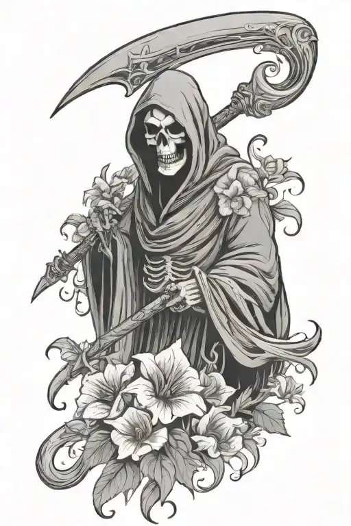 Grim Reaper With Flowers Coming