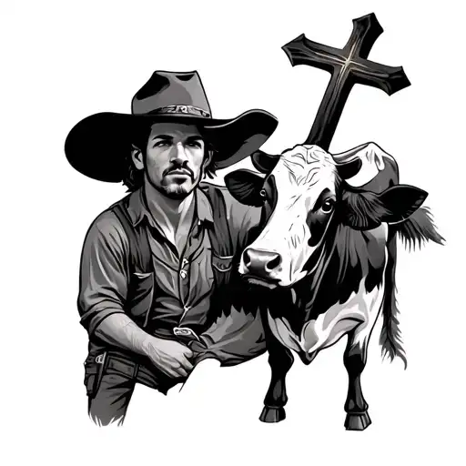 Cow Boy And A Cross