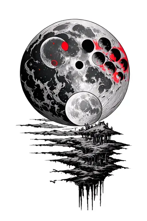 Post Apocalyptic Red Moon Phases